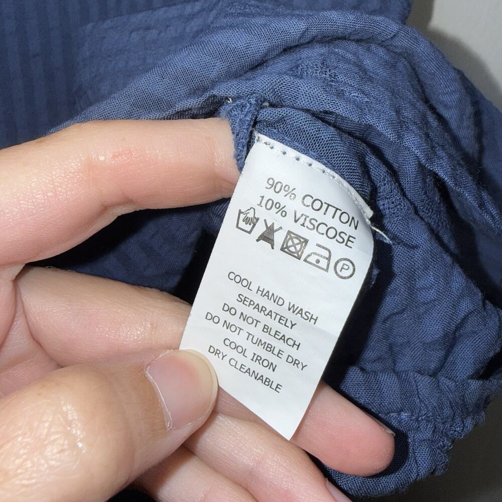 Dolma Women’s Blue Striped Seersucker Top Size L - Picture 5 of 5